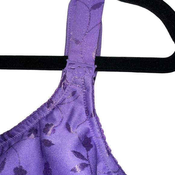 Elila Jacquard Soft Cup Bra 44H Lilac Purple Full Coverage Adjustable Straps - Picture 5 of 9